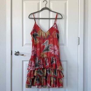 Eugenia Fernandez Tropical Floral Tiered Mini Ruffle Dress